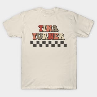 Tina Turner Checkered Retro Groovy Style T-Shirt